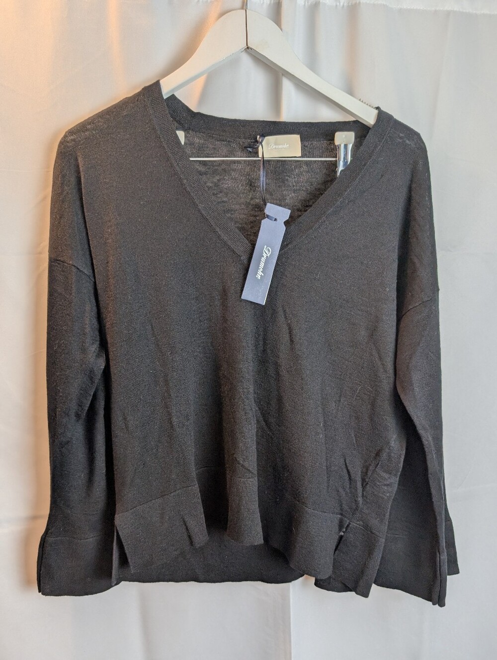 DRUMOHR Italy Luxury Slouchy V-Neck Knit Sweater Black L9S482  M BNWT
